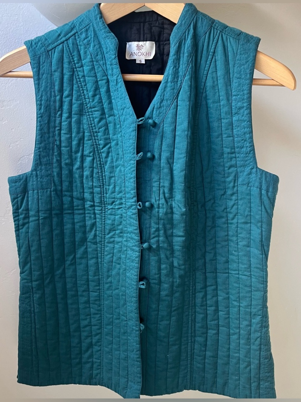 Anokhi Teal Quilted 100% Cotton Vest